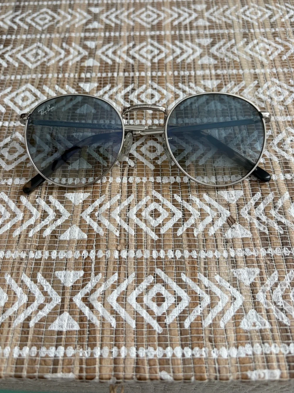 Ray-Ban Silver Frame Sunglasses with Blue Gradient Lenses